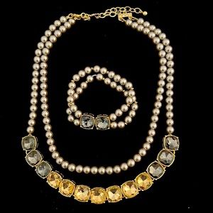 Talbots Faux Gray Neclace Necklace and Bracelet Set